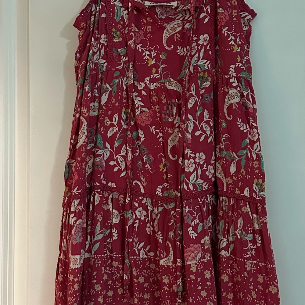Floral Red Kids Casual Dress